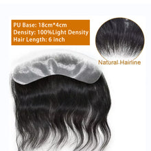 Load image into Gallery viewer, Gamay Hair  Full PU V Shape Mens Frontal Hairline Hairpiece Invisible Real Human Hair Piece Mens Frontal Hair Patch 6" - E-wigs Gamaytoupee