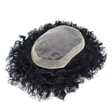 Load image into Gallery viewer, Gamay Hair Ali-1 20MM Wave Kinky Curly Hair  Fine Mono Toupee For Men Human Hair System Lace Poly Skin NPU Around Mens Wigs Hair Pieces For Men - E-wigs Gamaytoupee