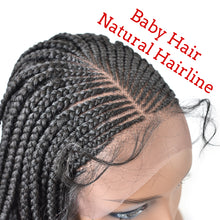 Cargar imagen en el visor de la galería, Gamay Hair LL603643A Hand Braided Swiss Lace Front Cornrow Box Braid Wigs with Baby Hair for Women Lightweight Synthetic Lace Frontal Twist Braided Replacement System - E-wigs Gamaytoupee