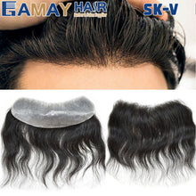 Load image into Gallery viewer, Gamay Hair  Full PU V Shape Mens Frontal Hairline Hairpiece Invisible Real Human Hair Piece Mens Frontal Hair Patch 6" - E-wigs Gamaytoupee