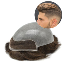Load image into Gallery viewer, Gamay Hair BIO Mens Toupee French Lace Front Undetectable Hairline Remy Human Hair Toupee For Men Clear Poly Base Hair replacement System - E-wigs Gamaytoupee