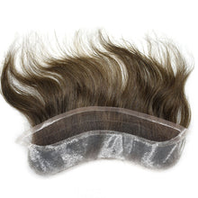 Load image into Gallery viewer, Gamay Hair Half  Lace Half Pu V Shape Mens Frontal Hairline Hairpiece Invisible Human Hair Piece Mens Frontal Hair Patch 6" - E-wigs Gamaytoupee