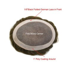 Load image into Gallery viewer, all colors men's toupee hair replacement system men's hair unit men's hair wigs