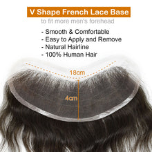 Load image into Gallery viewer, Gamay Hair Full Lace V Shape Mens Frontal Hairline Hairpiece Invisible Human Hair Piece Mens Frontal Hair Patch - E-wigs Gamaytoupee