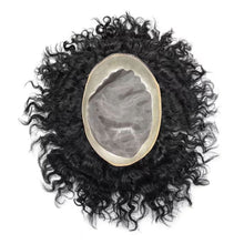 Load image into Gallery viewer, Gamay Hair Ali-1 20MM Wave Kinky Curly Hair  Fine Mono Toupee For Men Human Hair System Lace Poly Skin NPU Around Mens Wigs Hair Pieces For Men - E-wigs Gamaytoupee