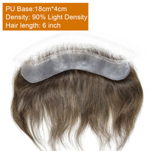 Load image into Gallery viewer, Gamay Hair Half  Lace Half Pu V Shape Mens Frontal Hairline Hairpiece Invisible Human Hair Piece Mens Frontal Hair Patch 6" - E-wigs Gamaytoupee