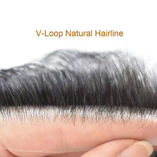 Load image into Gallery viewer, Gamay Hair  Full PU V Shape Mens Frontal Hairline Hairpiece Invisible Real Human Hair Piece Mens Frontal Hair Patch 6" - E-wigs Gamaytoupee