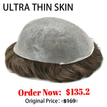 Load image into Gallery viewer, Gamay Hair Ultra Thin Skin 0.04mm V-looped Mens Toupee  Remy Human Hair  With Invisable Hairline Hair System Toupee for Men For Hair Loss - E-wigs Gamaytoupee