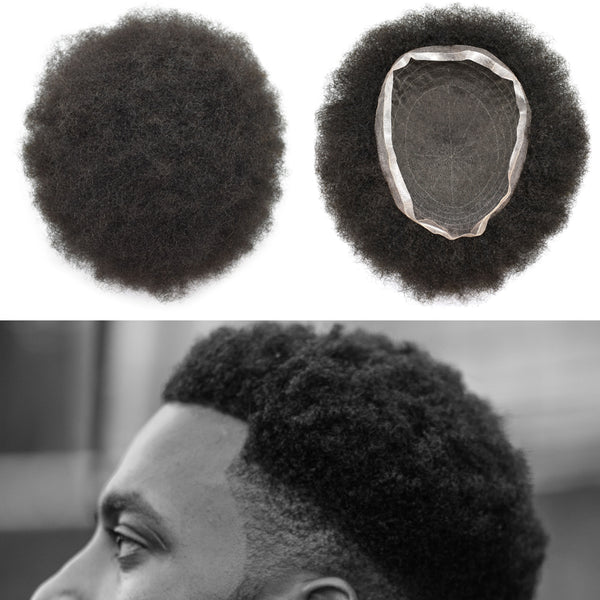 VOLLSTÄNDIGES FRANZÖSISCHES SPITZEN-AFRO-TOUPEE FÜR HERREN