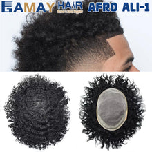 Load image into Gallery viewer, Gamay Hair Afro Ali-1 Fine Mono Toupee For Black Men 100% Human Hair Replacement System Durable Black Men Hair Unit For Thinning Hair - E-wigs Gamaytoupee
