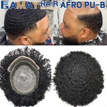 Cargar imagen en el visor de la galería, Gamay Hair Afro PU-B Lace Front Afro Mens Toupee African American Toupee Kinky Curly  Hair Replacement System Afro Hair Units For Black Men - E-wigs Gamaytoupee
