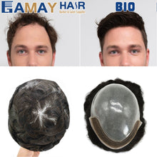 Load image into Gallery viewer, Gamay Hair BIO Mens Toupee French Lace Front Undetectable Hairline Remy Human Hair Toupee For Men Clear Poly Base Hair replacement System - E-wigs Gamaytoupee
