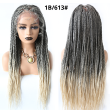 Cargar imagen en el visor de la galería, Gamay Hair LL603663A Box Braided Wig Kanekalon Synthetic Baby Hair Swiss Lace Front Glue-less Micro Hand Braided Heat Friendlly Fiber Swiss Lace Braided Wigs For Black Women - E-wigs Gamaytoupee
