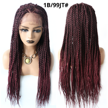 Carica l&#39;immagine nel visualizzatore di Gallery, Gamay Hair LL603663A Box Braided Wig Kanekalon Synthetic Baby Hair Swiss Lace Front Glue-less Micro Hand Braided Heat Friendlly Fiber Swiss Lace Braided Wigs For Black Women - E-wigs Gamaytoupee
