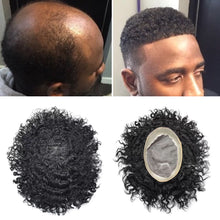 Lade das Bild in den Galerie-Viewer, Gamay Hair Afro Ali-1 Fine Mono Toupee For Black Men 100% Human Hair Replacement System Durable Black Men Hair Unit For Thinning Hair - E-wigs Gamaytoupee
