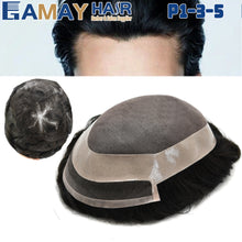 Load image into Gallery viewer, Gamay Hair P1-3-5 Mens Toupee Welded Mono Lace Front 100% Remy Human Hair Replacement System Durable NPU Around Hairpieces For Men For Hair Loss - E-wigs Gamaytoupee
