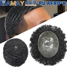 Cargar imagen en el visor de la galería, Gamay Hair PU AFRO-H Toupee For Black Men Injected PU 100% Real Human Hair Kinky Curly Hair Units African American Mens Hairpieces - E-wigs Gamaytoupee
