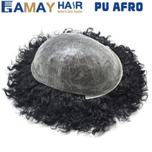 Lade das Bild in den Galerie-Viewer, Gamay Hair Afro Hair Units For Black Men Injected PU Afro Toupee 100% Real Human Hair Kinky Curly Hair Units African American Men&#39;s Hair System - E-wigs Gamaytoupee
