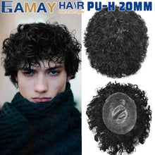 Load image into Gallery viewer, Gamay Hair PU-H 20MM  Toupee For Men Injected PU Full Thin Skin 100% Real Human Hair Kinky Curly Hair Units  Mens Hairpieces - E-wigs Gamaytoupee
