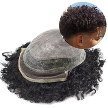 Cargar imagen en el visor de la galería, Gamay Hair Afro PU-B Lace Front Afro Mens Toupee African American Toupee Kinky Curly  Hair Replacement System Afro Hair Units For Black Men - E-wigs Gamaytoupee
