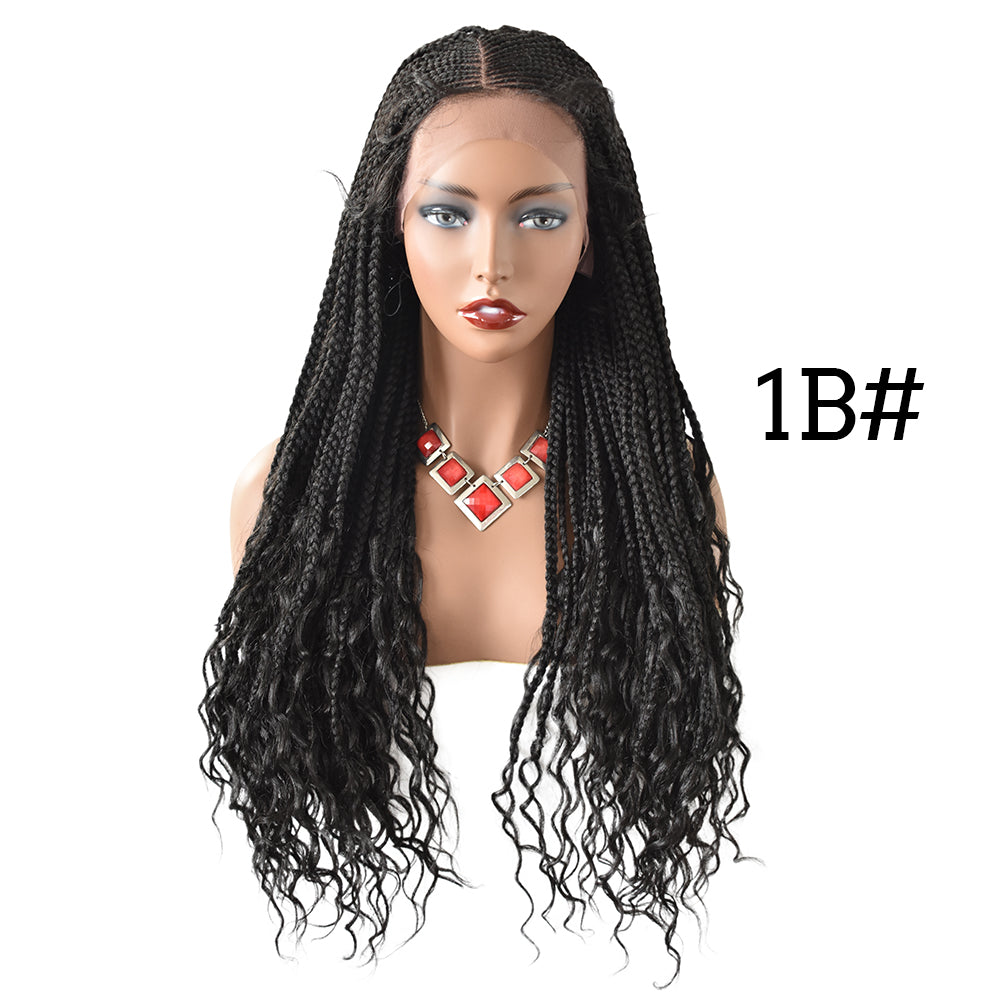 Gamay Hair LL603643A Hand Braided Swiss Lace Front Cornrow Box Braid Wigs with Baby Hair for Women Lightweight Synthetic Lace Frontal Twist Braided Replacement System - E-wigs Gamaytoupee