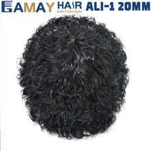 Cargar imagen en el visor de la galería, Gamay Hair Ali-1 20MM Wave Kinky Curly Hair  Fine Mono Toupee For Men Human Hair System Lace Poly Skin NPU Around Mens Wigs Hair Pieces For Men - E-wigs Gamaytoupee
