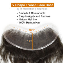 Cargar imagen en el visor de la galería, Gamay Hair Full Lace V Shape Mens Frontal Hairline Hairpiece Invisible Human Hair Piece Mens Frontal Hair Patch - E-wigs Gamaytoupee
