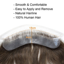 Load image into Gallery viewer, Gamay Hair Half  Lace Half Pu V Shape Mens Frontal Hairline Hairpiece Invisible Human Hair Piece Mens Frontal Hair Patch 6&quot; - E-wigs Gamaytoupee
