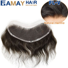 Cargar imagen en el visor de la galería, Gamay Hair Full Lace V Shape Mens Frontal Hairline Hairpiece Invisible Human Hair Piece Mens Frontal Hair Patch - E-wigs Gamaytoupee
