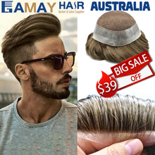 Load image into Gallery viewer, Gamay Hair AUSTRALIA Toupee for Men 100% Human Hair Replacement System Clear Poly Skin Around Invisable Hairline Mens Hairpieces - E-wigs Gamaytoupee
