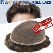 Cargar imagen en el visor de la galería, Gamay Hair Full French Lace Toupee for Men | Premium Human Hair System with Natural Hairline and Breathable Base - E-wigs Gamaytoupee
