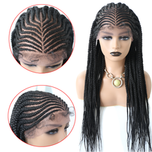 Cargar imagen en el visor de la galería, Gamay Hair LL603766A Lace Front Braided Wigs For Black Women With Baby Hair Cornrow Box Braid Wig 28&quot; Hand Braided Wig Heat Friendly Synthetic Fiber Micro Braids Wig - E-wigs Gamaytoupee
