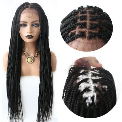 Gamay Hair LL603836C Long Braids Lace Front Wigs Hand Tied Heat Resistant Fiber Braided Hairstyle Box Braids Natural Looking 6 1/2