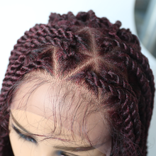 Cargar imagen en el visor de la galería, Gamay Hair LL603663A Box Braided Wig Kanekalon Synthetic Baby Hair Swiss Lace Front Glue-less Micro Hand Braided Heat Friendlly Fiber Swiss Lace Braided Wigs For Black Women - E-wigs Gamaytoupee
