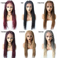 Cargar imagen en el visor de la galería, Gamay Hair LL603663A Box Braided Wig Kanekalon Synthetic Baby Hair Swiss Lace Front Glue-less Micro Hand Braided Heat Friendlly Fiber Swiss Lace Braided Wigs For Black Women - E-wigs Gamaytoupee
