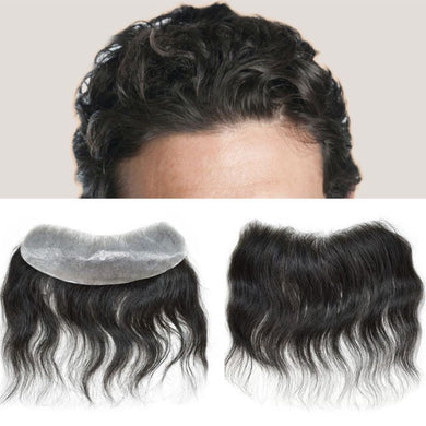 Gamay Hair  Full PU V Shape Mens Frontal Hairline Hairpiece Invisible Real Human Hair Piece Mens Frontal Hair Patch 6